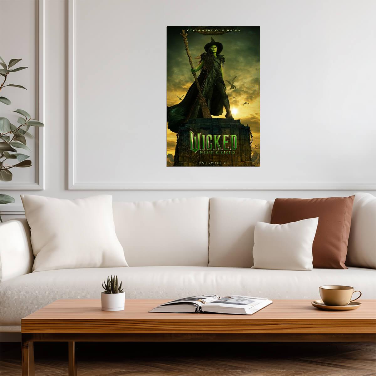 Wicked For Good Cynthia Erivo as Elphaba | The Wicked Witch Poster | Fantasy Musical Film Art - Movies & TV Poster