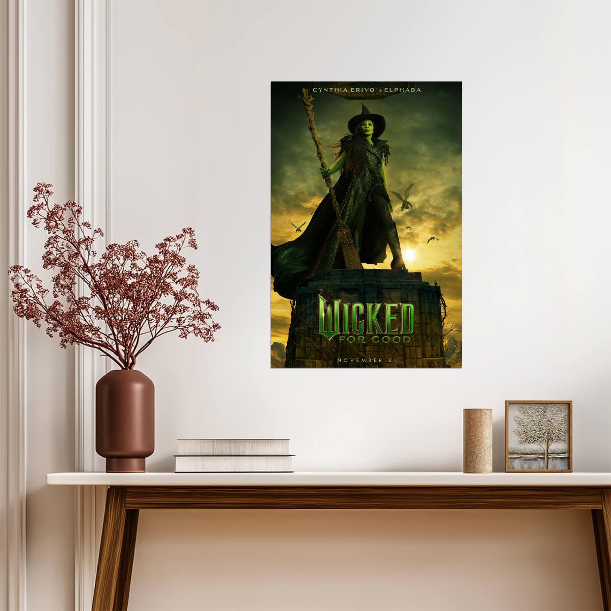 Wicked For Good Cynthia Erivo as Elphaba | The Wicked Witch Poster | Fantasy Musical Film Art - Movies & TV Poster