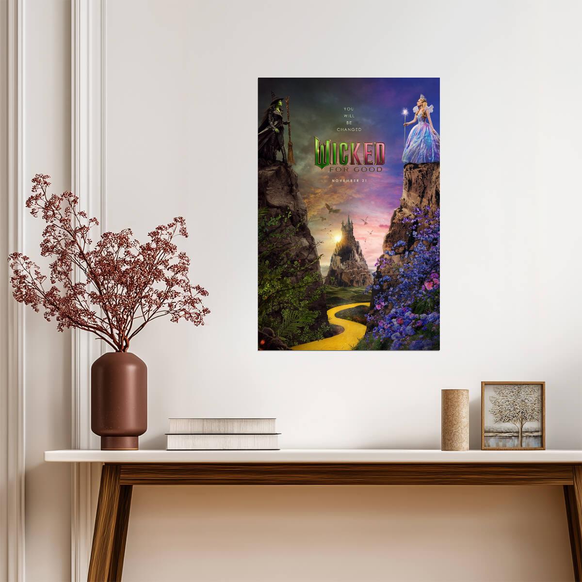 Wicked For Good Journey to Emerald City | Glinda & Elphaba Poster | Fantasy Musical Landscape Art - Movies & TV Poster