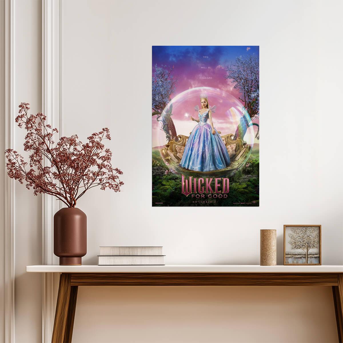 Wicked For Good Ariana Grande as Glinda | Arriving By Bubble Poster | Fantasy Musical Wall Art - Movies & TV Poster