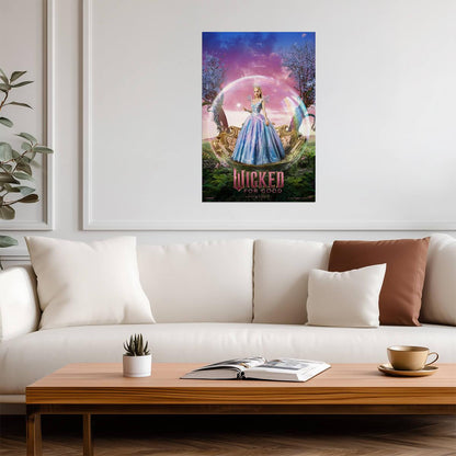 Wicked For Good Ariana Grande as Glinda | Arriving By Bubble Poster | Fantasy Musical Wall Art - Movies & TV Poster