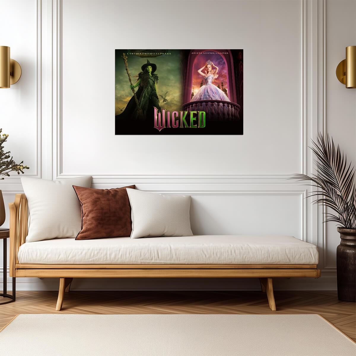 Wicked For Good Elphaba & Glinda Split Screen | Good vs Wicked Poster | Fantasy Musical Character Art - Movies & TV Poster