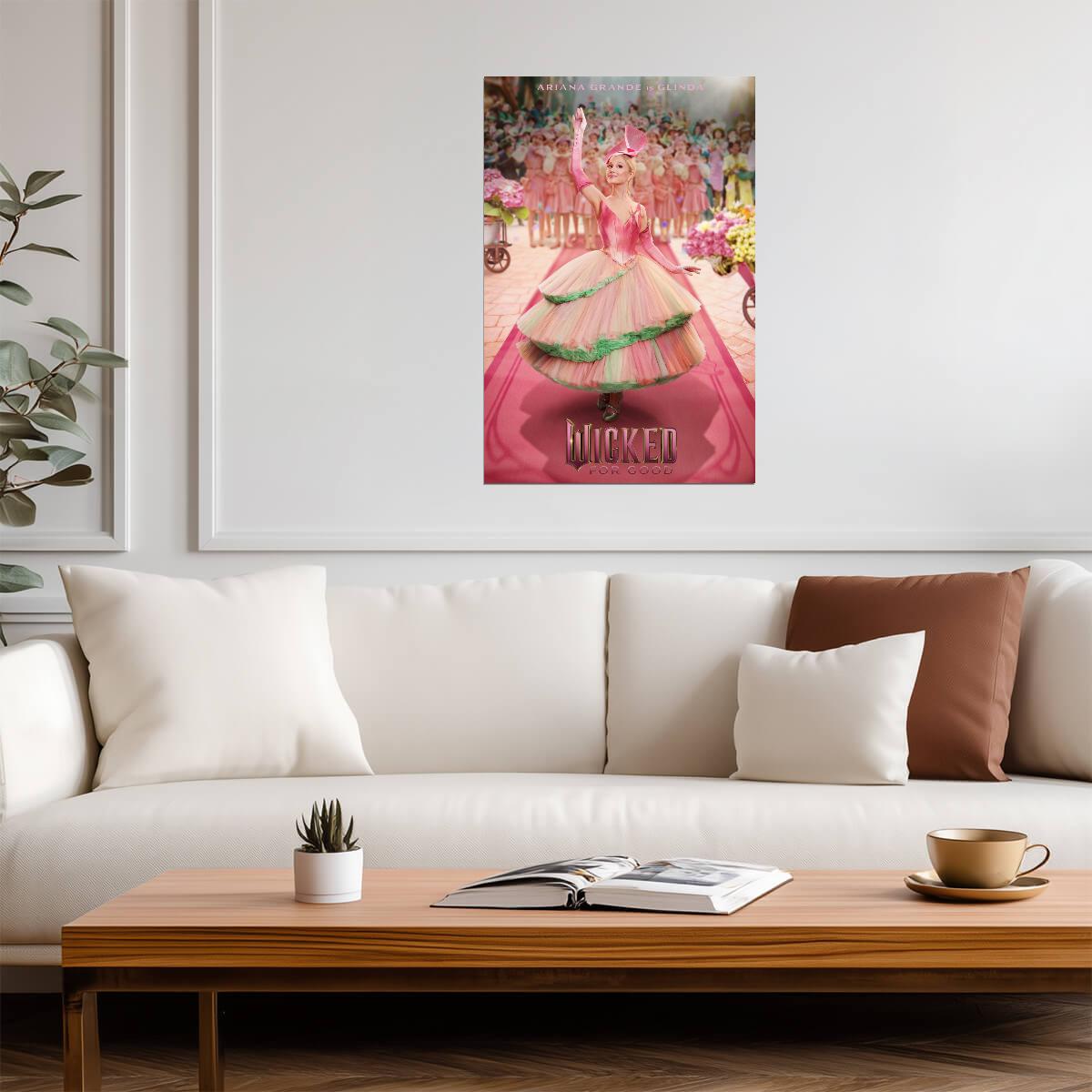Wicked For Good Ariana Grande as Glinda | Pink Gown Character Poster | Fantasy Musical Wall Art - Movies & TV Poster