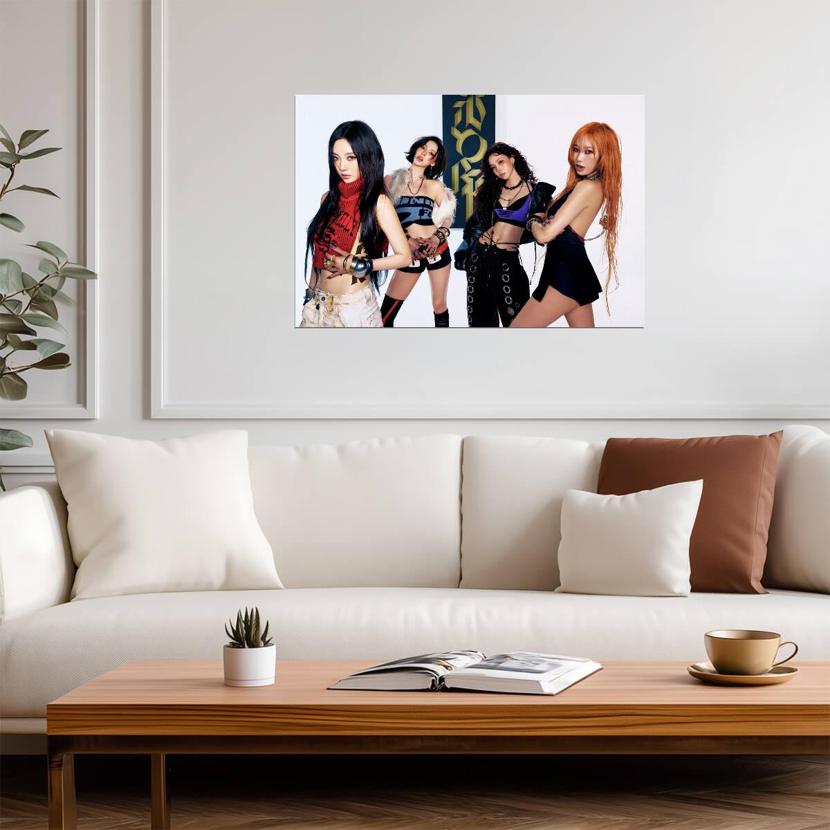 aespa Group | Dirty Worker Art | Multicolor Poster - Music Poster