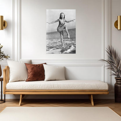Vera-Ellen Black and White Beach Photo | Poster | Vintage Hollywood Star Print - Celebrities Poster