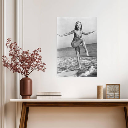 Vera-Ellen Black and White Beach Photo | Poster | Vintage Hollywood Star Print - Celebrities Poster