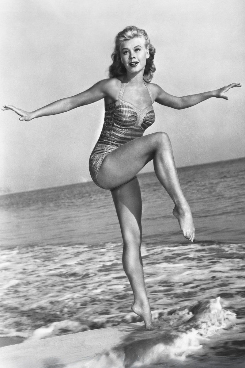 Vera-Ellen Black and White Beach Photo | Poster | Vintage Hollywood Star Print - Celebrities Poster
