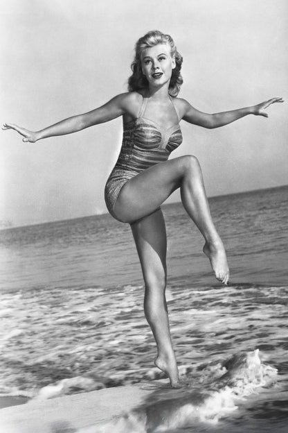 Vera-Ellen Black and White Beach Photo | Poster | Vintage Hollywood Star Print - Celebrities Poster