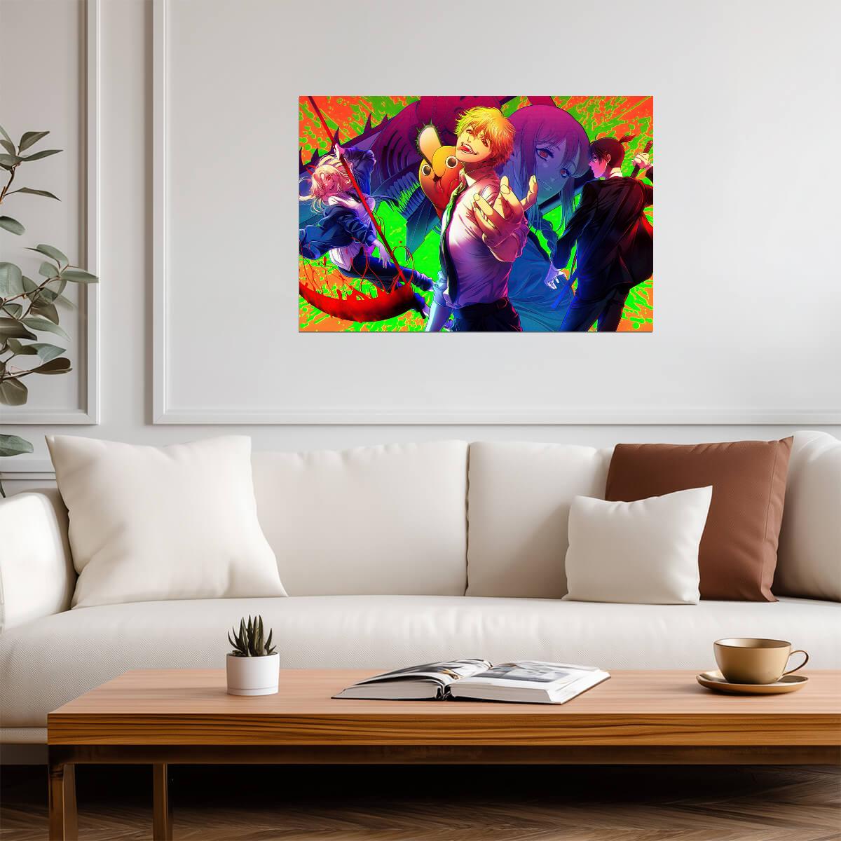 Chainsaw Man Group Art | Anime Poster | Denji Makima Power Print - Anime Poster