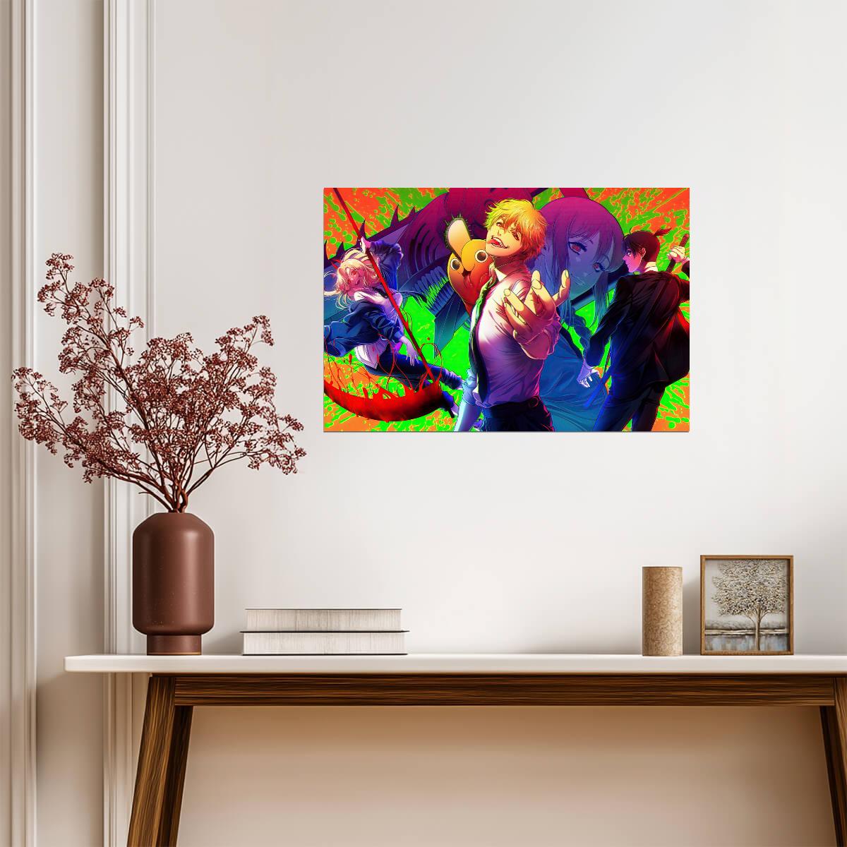 Chainsaw Man Group Art | Anime Poster | Denji Makima Power Print - Anime Poster