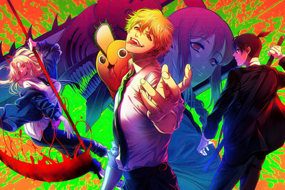Chainsaw Man Group Art | Anime Poster | Denji Makima Power Print - Anime Poster