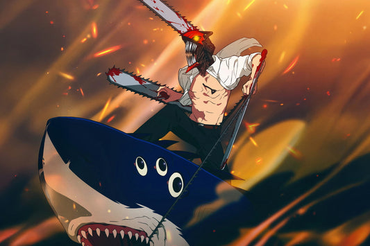 Chainsaw Man Shark Ride | Anime Poster | Action Manga Wall Art - Anime Poster