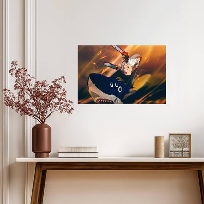 Chainsaw Man Shark Ride | Anime Poster | Action Manga Wall Art - Anime Poster