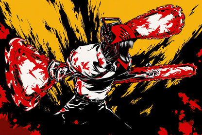 Chainsaw Man Dual Saw Action | Anime Poster | Stylized Manga Print - Anime Poster