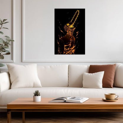 Chainsaw Man Glow Silhouette | Anime Poster | Minimalist Manga Art - Anime Poster