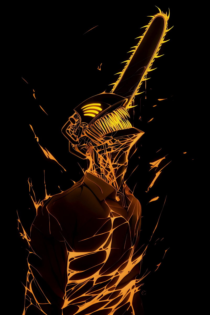 Chainsaw Man Glow Silhouette | Anime Poster | Minimalist Manga Art - Anime Poster