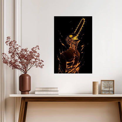Chainsaw Man Glow Silhouette | Anime Poster | Minimalist Manga Art - Anime Poster