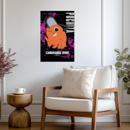 Chainsaw Man Pochita | Anime Poster | Cute Devil Dog Art - Anime Poster