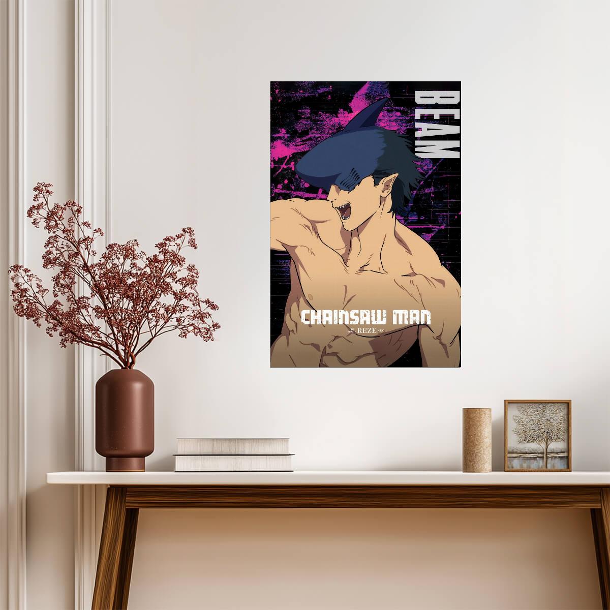 Chainsaw Man Beam Shark Fiend | Anime Poster | Action Manga Print - Anime Poster
