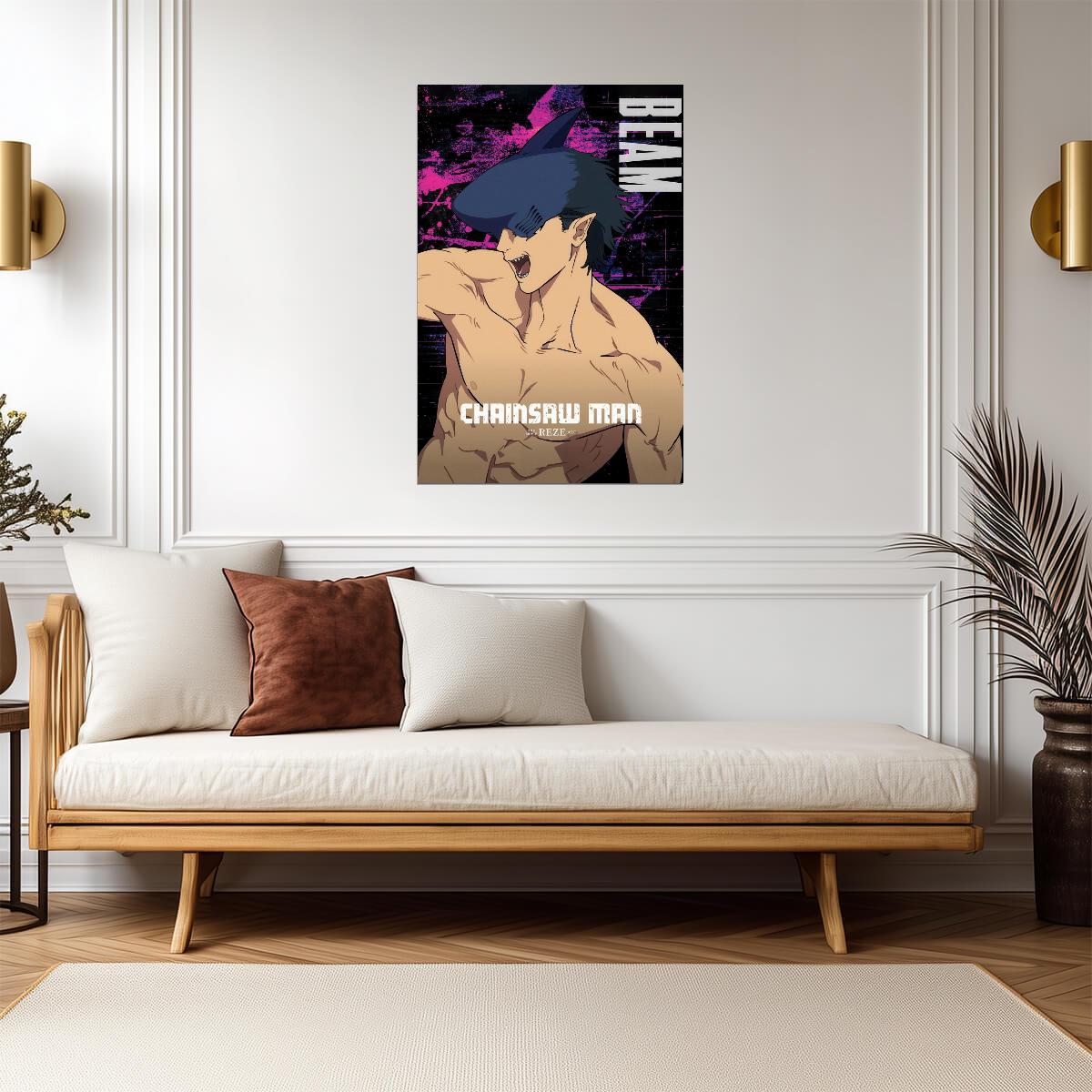Chainsaw Man Beam Shark Fiend | Anime Poster | Action Manga Print - Anime Poster