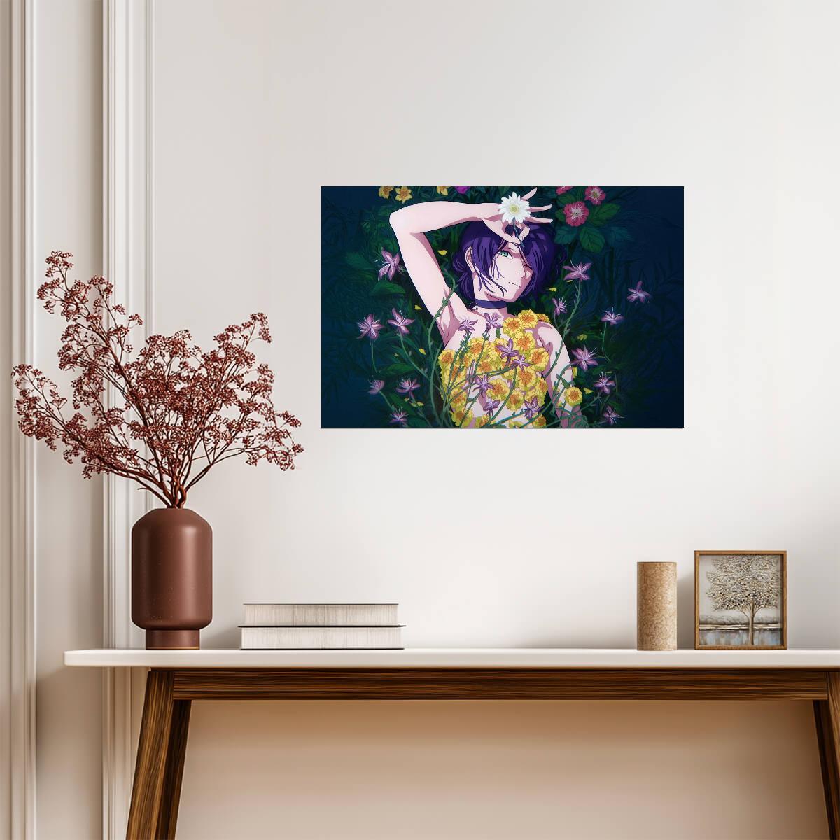 Chainsaw Man Reze Floral Design | Movie Reze Arc Poster | Stylized Art - Anime Poster