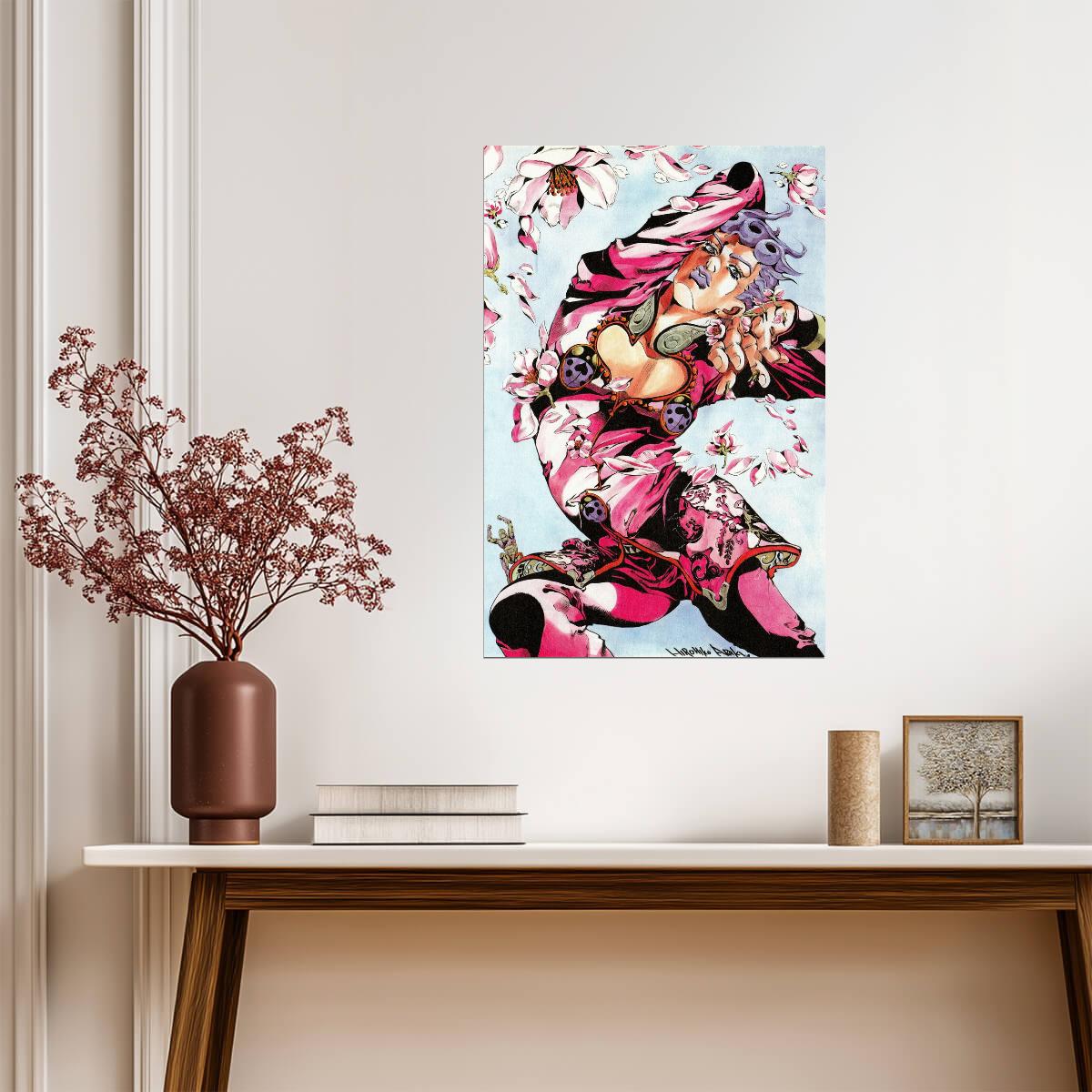 JoJo's Bizarre Adventure Stone Ocean Floral Art | Anime Poster | Jolyne Cujoh Stylized Print - Anime Poster