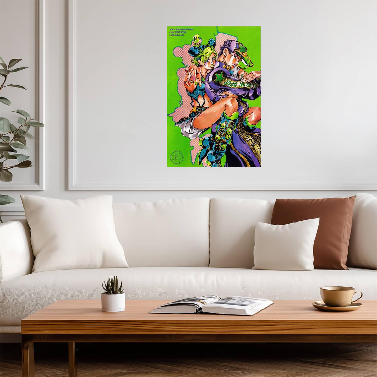 JoJo's Bizarre Adventure Jotaro & Jolyne | Anime Poster | Father and Daughter Manga Art - Anime Poster