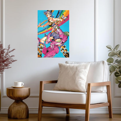 JoJo's Bizarre Adventure Stone Ocean Rainbow | Anime Poster | Colorful Manga Wall Art - Anime Poster