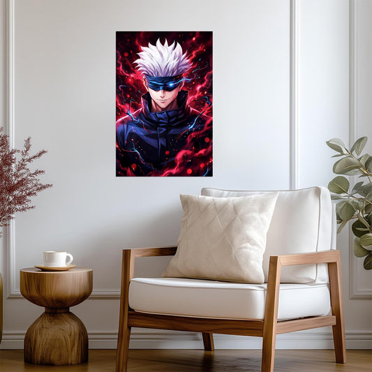 Jujutsu Kaisen Satoru Gojo Red Aura | Anime Poster | Shonen Manga Wall Art - Anime Poster