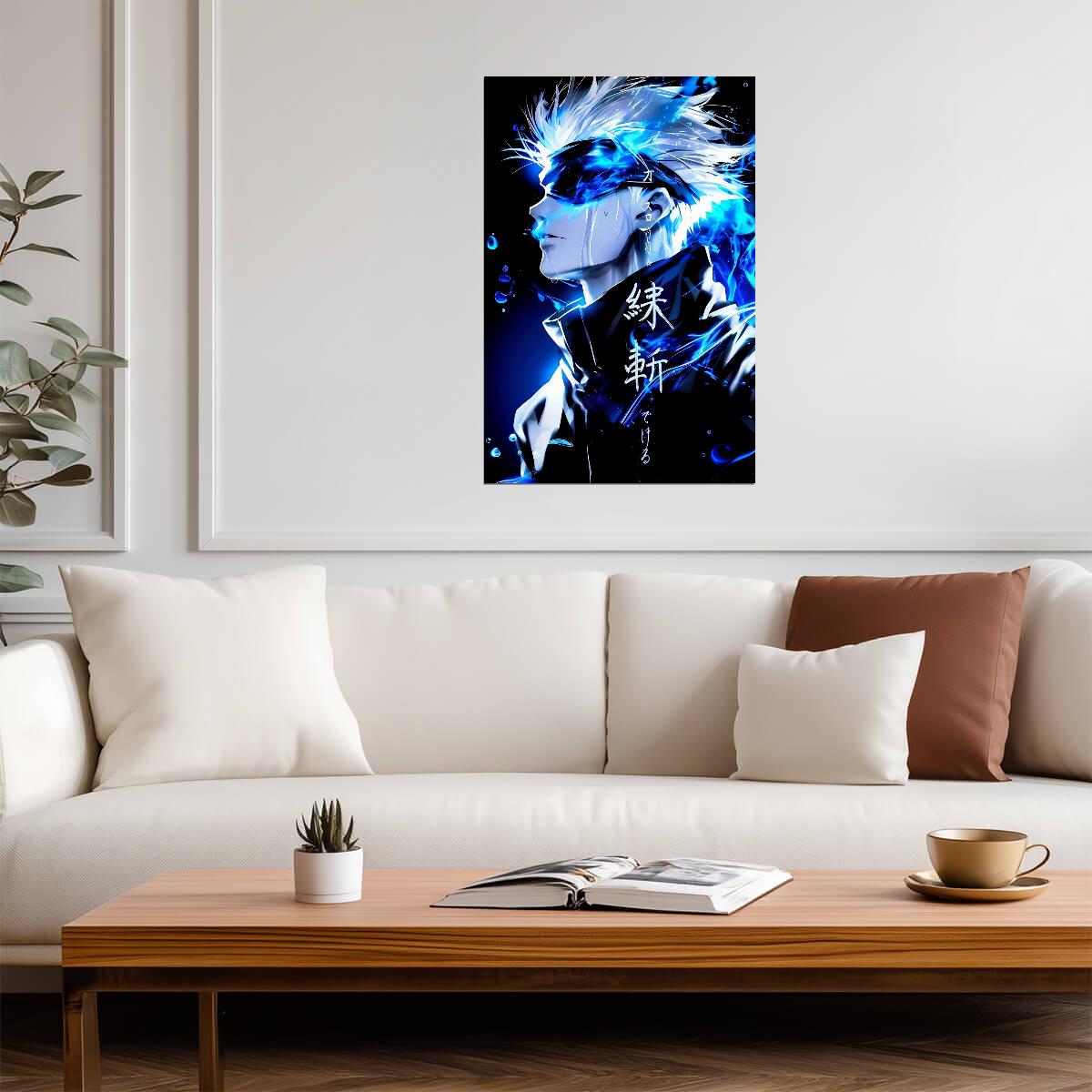 Jujutsu Kaisen Satoru Gojo Blue Eyes | Anime Poster | Minimalist Anime Decor - Anime Poster