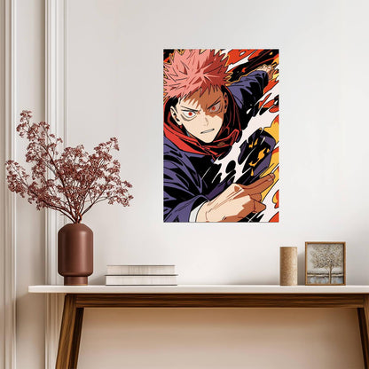 Jujutsu Kaisen Yuji Itadori Action | Anime Poster | Cursed Technique Wall Art - Anime Poster