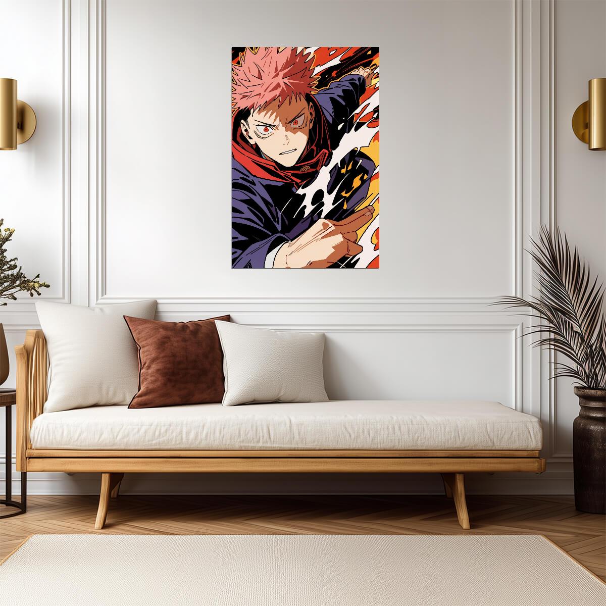 Jujutsu Kaisen Yuji Itadori Action | Anime Poster | Cursed Technique Wall Art - Anime Poster
