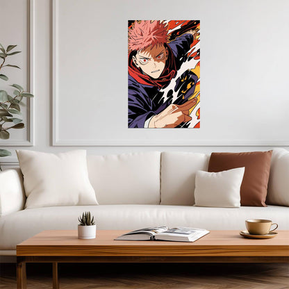 Jujutsu Kaisen Yuji Itadori Action | Anime Poster | Cursed Technique Wall Art - Anime Poster