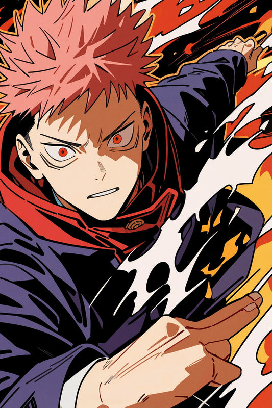 Jujutsu Kaisen Yuji Itadori Action | Anime Poster | Cursed Technique Wall Art - Anime Poster