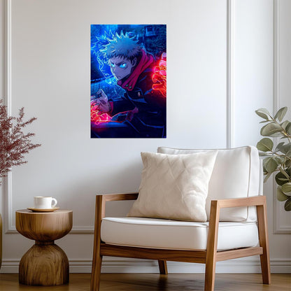 Jujutsu Kaisen Yuji Itadori Black Flash | Anime Poster | Action Shonen Art - Anime Poster