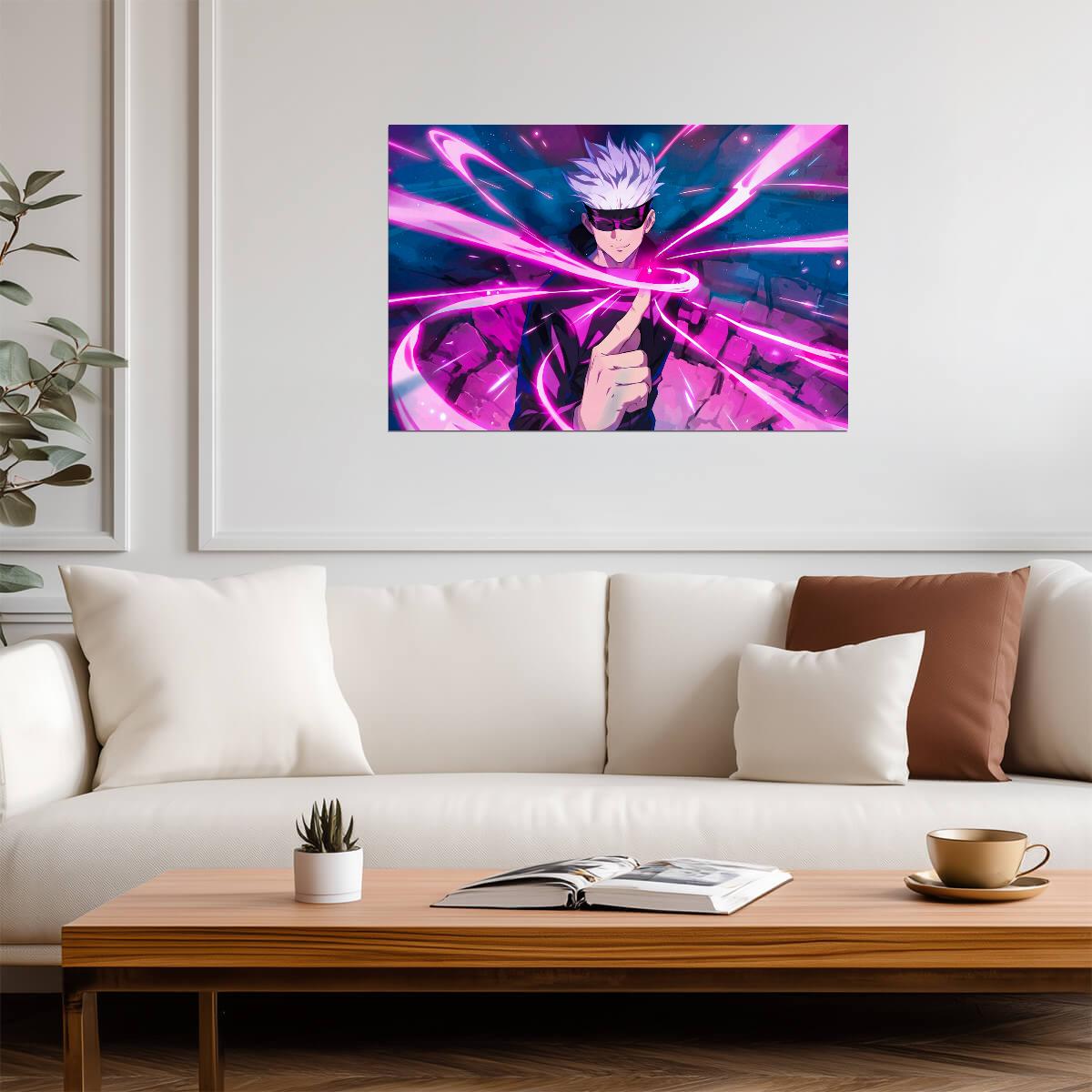Jujutsu Kaisen Satoru Gojo Purple Power | Anime Poster | Hollow Purple Attack Art - Anime Poster