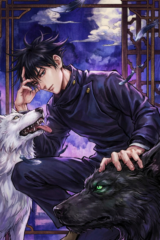 Jujutsu Kaisen Megumi Fushiguro & Divine Dogs | Anime Poster | Zenin Clan Art Print - Anime Poster