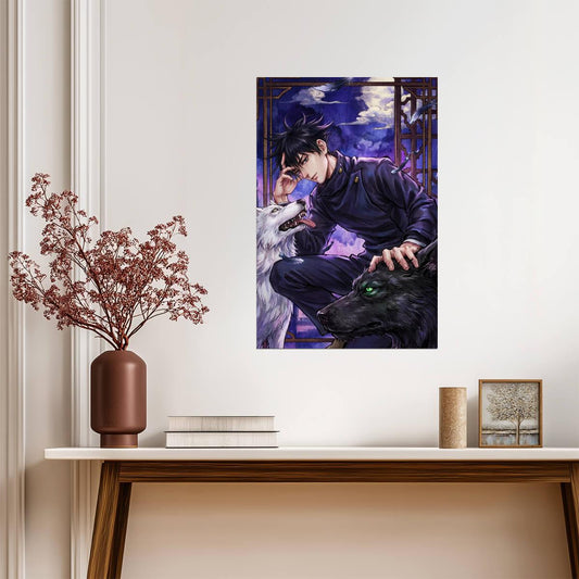 Jujutsu Kaisen Megumi Fushiguro & Divine Dogs | Anime Poster | Zenin Clan Art Print - Anime Poster