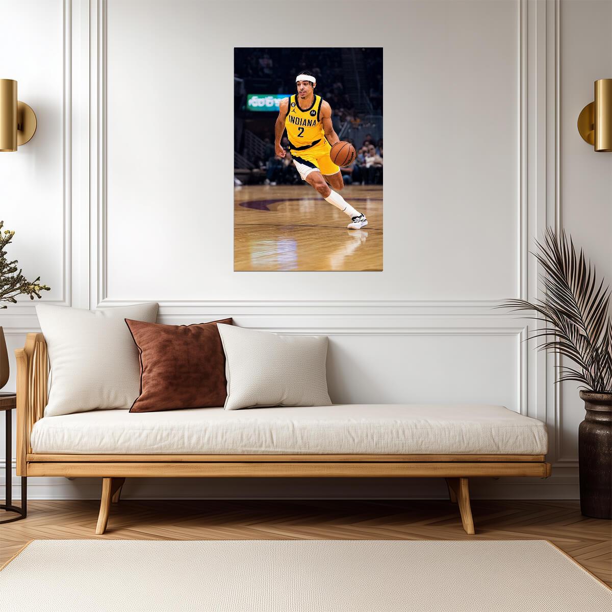 Andrew Nembhard Dribbling Action | Basketball Poster | Indiana Pacers Fan Gift - Sports Poster