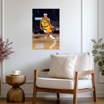 Andrew Nembhard Dribbling Action | Basketball Poster | Indiana Pacers Fan Gift - Sports Poster