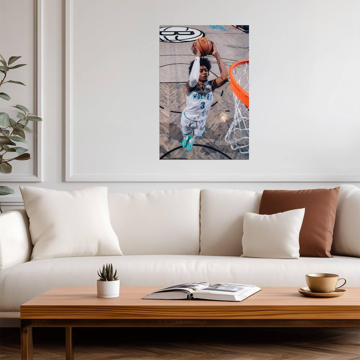 Jaden McDaniels Slam Dunk | Basketball Poster | Timberwolves Game Room Decor - Sports Poster