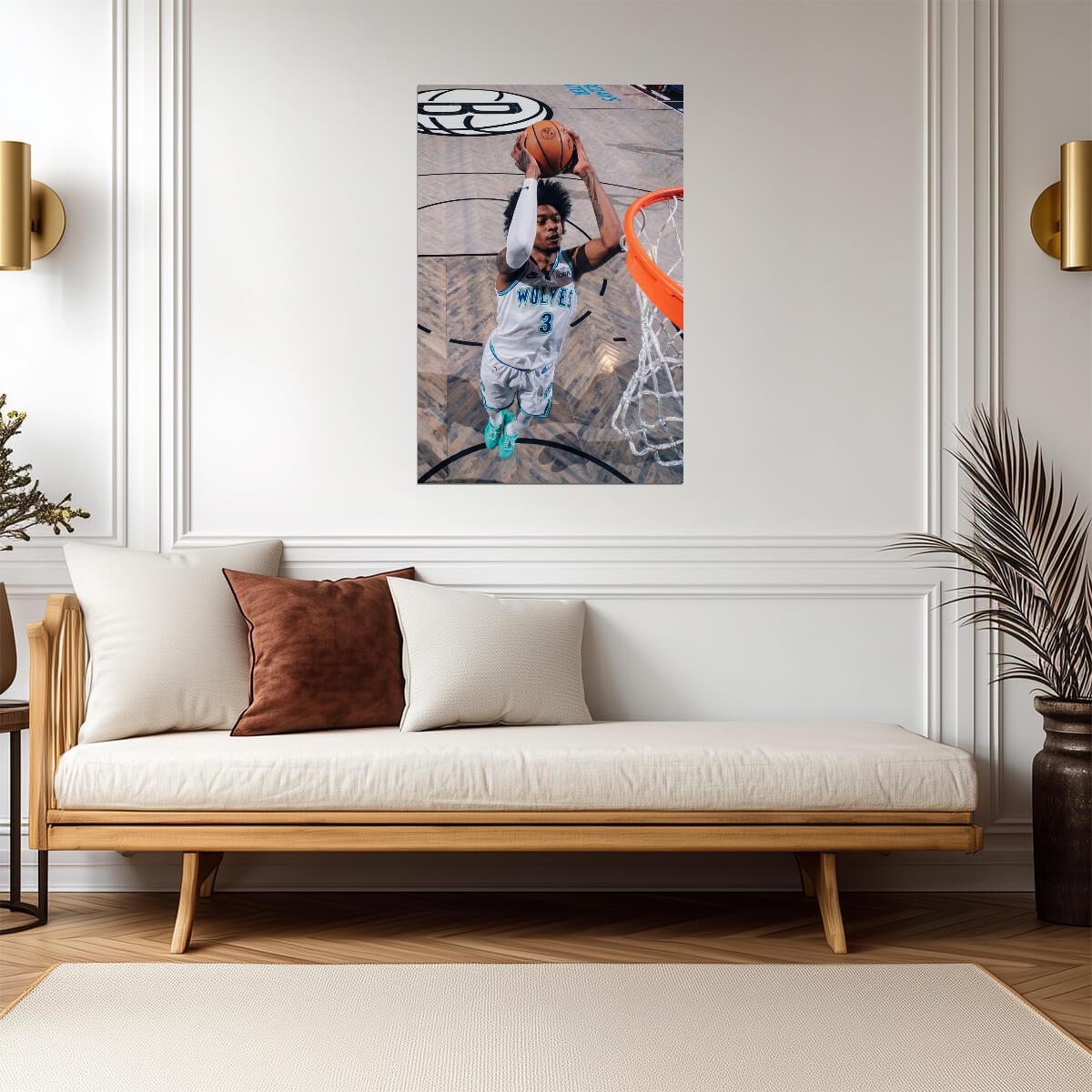 Jaden McDaniels Slam Dunk | Basketball Poster | Timberwolves Game Room Decor - Sports Poster