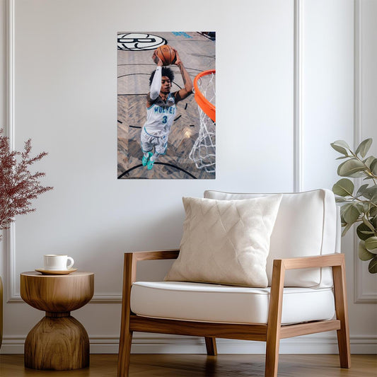 Jaden McDaniels Slam Dunk | Basketball Poster | Timberwolves Game Room Decor - Sports Poster