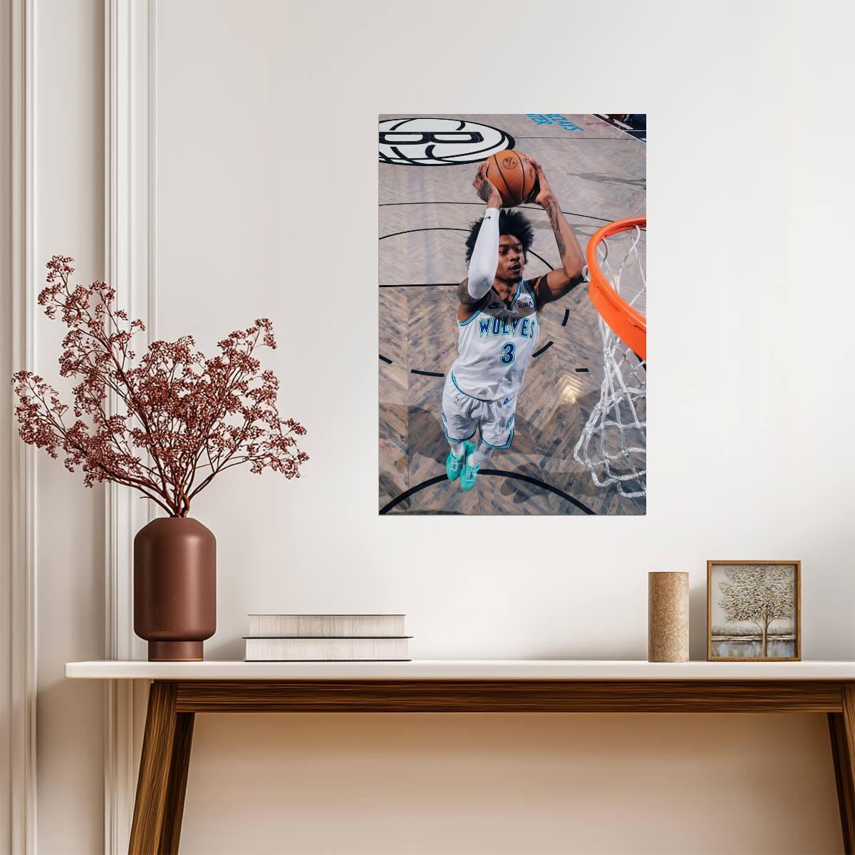 Jaden McDaniels Slam Dunk | Basketball Poster | Timberwolves Game Room Decor - Sports Poster