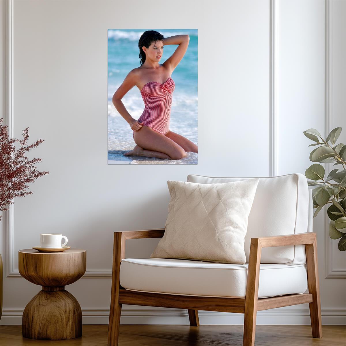 Phoebe Cates Striped Bathing Suit | 80s Model Poster | Vintage 80s Photography - Celebrities Poster