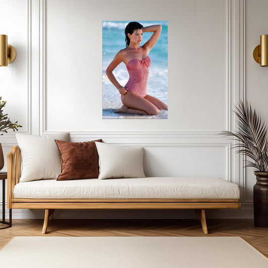 Phoebe Cates Striped Bathing Suit | 80s Model Poster | Vintage 80s Photography - Celebrities Poster