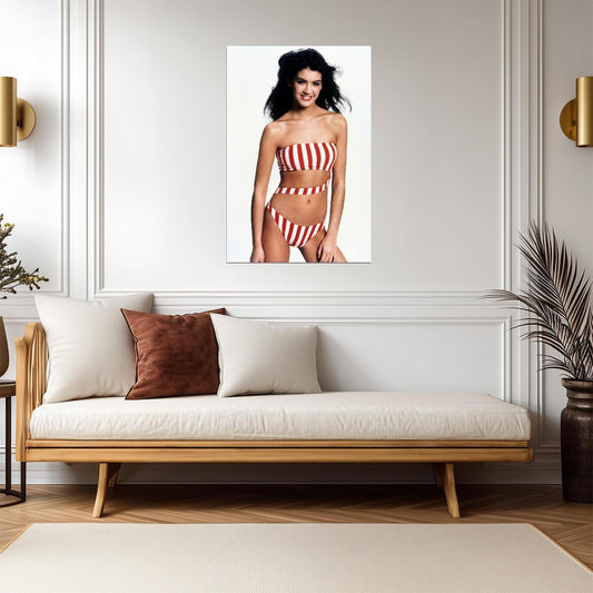 Phoebe Cates Striped Swimwear | Poster | Vintage 80s Aesthetic Art - Celebrities Poster