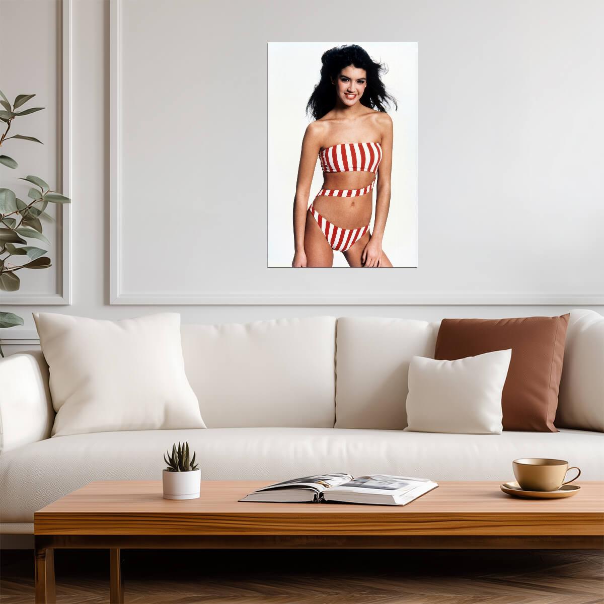 Phoebe Cates Striped Swimwear | Poster | Vintage 80s Aesthetic Art - Celebrities Poster