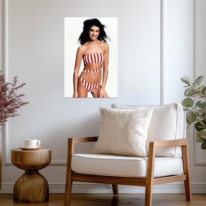 Phoebe Cates Striped Swimwear | Poster | Vintage 80s Aesthetic Art - Celebrities Poster