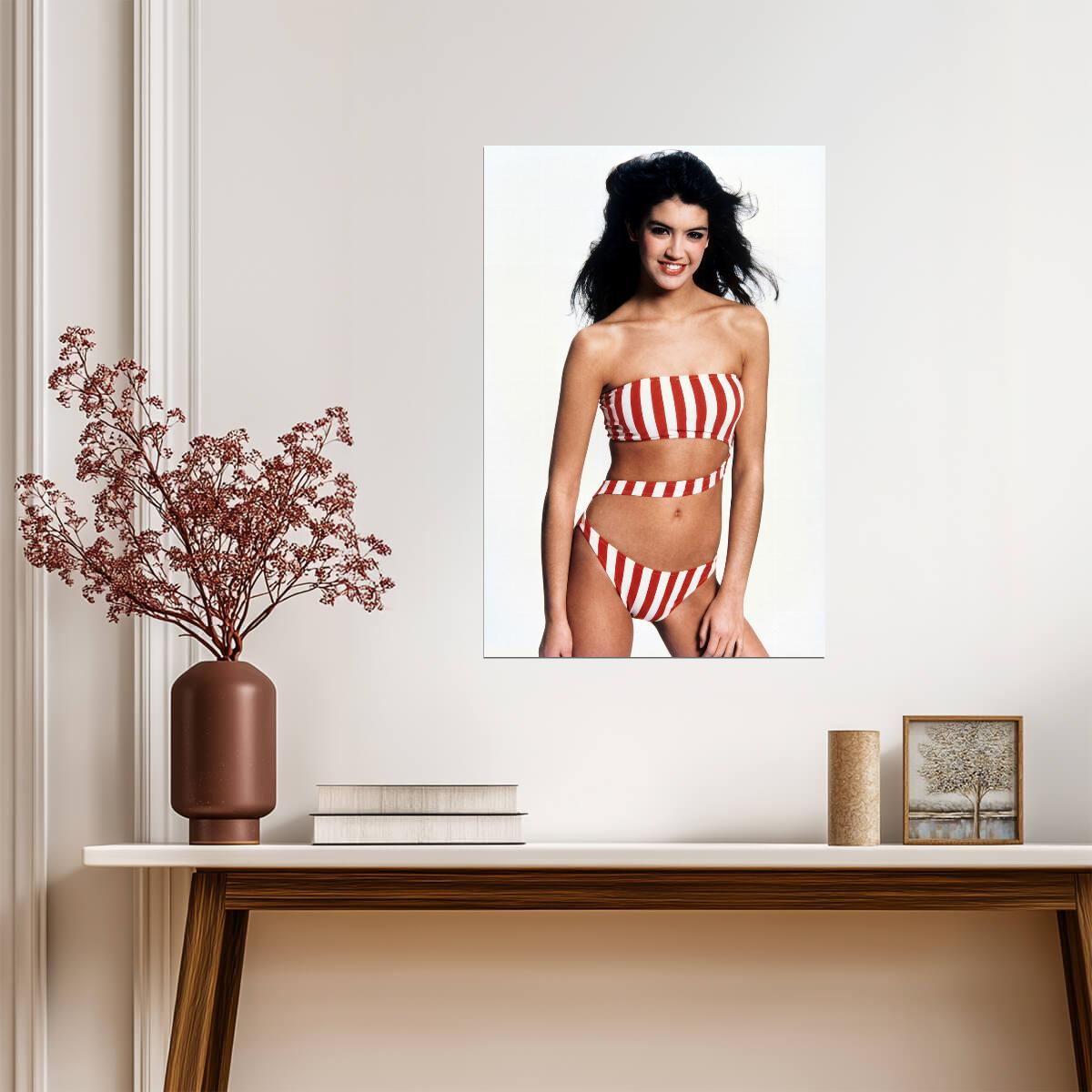 Phoebe Cates Striped Swimwear | Poster | Vintage 80s Aesthetic Art - Celebrities Poster
